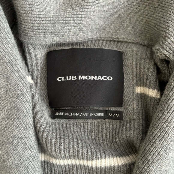 Club Monaco Men’s Ribbed Striped Shawl Cardigan Sweater Medium Cotton Cashmere - Picture 5 of 9